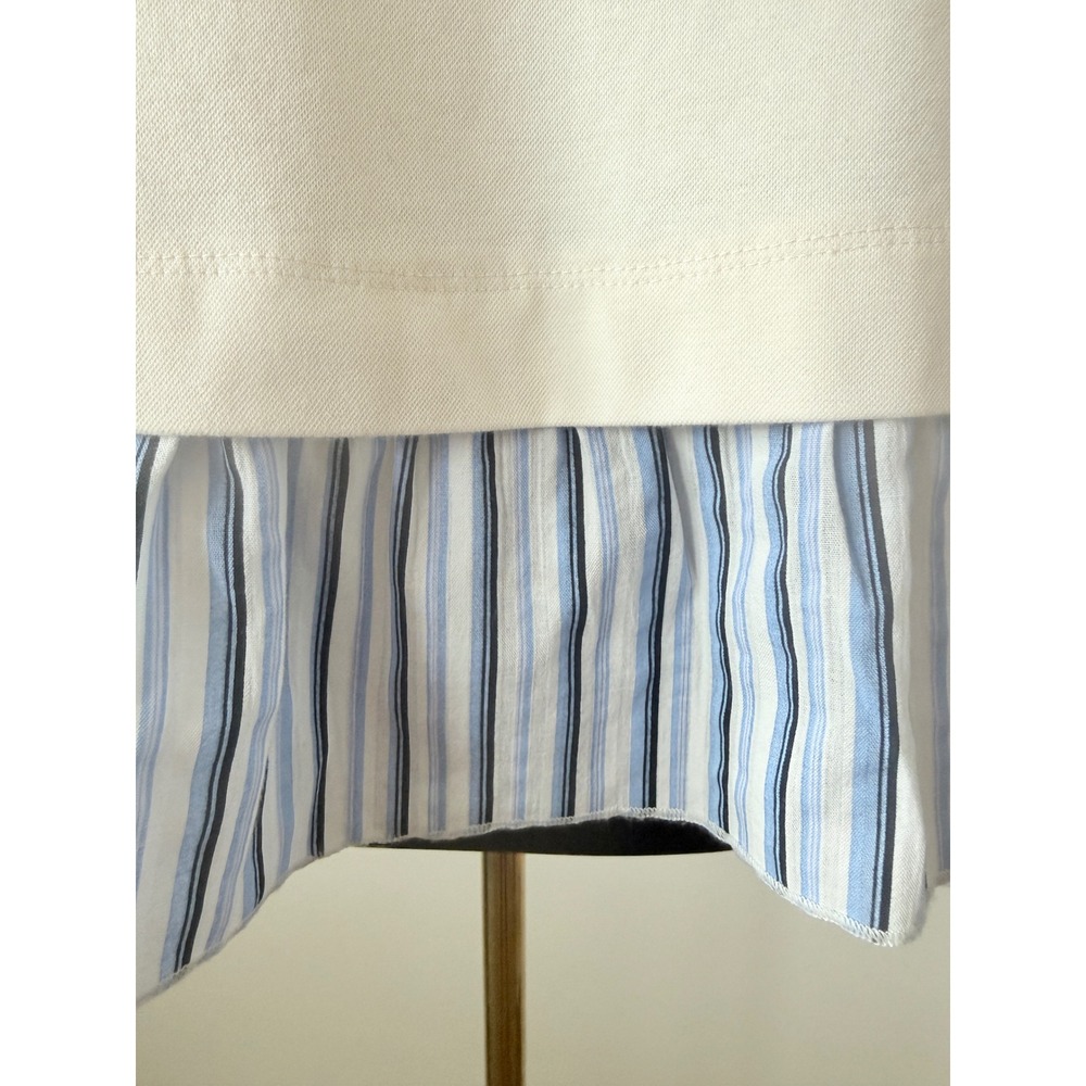 Anthropologie Open Back Striped Twofer Tank Top White Blue Cutout Back Small - Picture 4 of 13